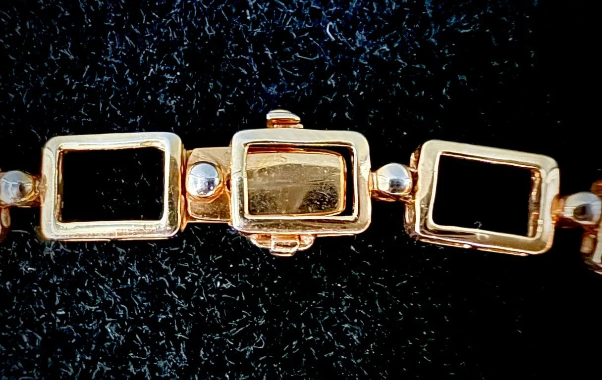 Collier à mailles octogonales en or jaune 18 carats et diamants – Image 4