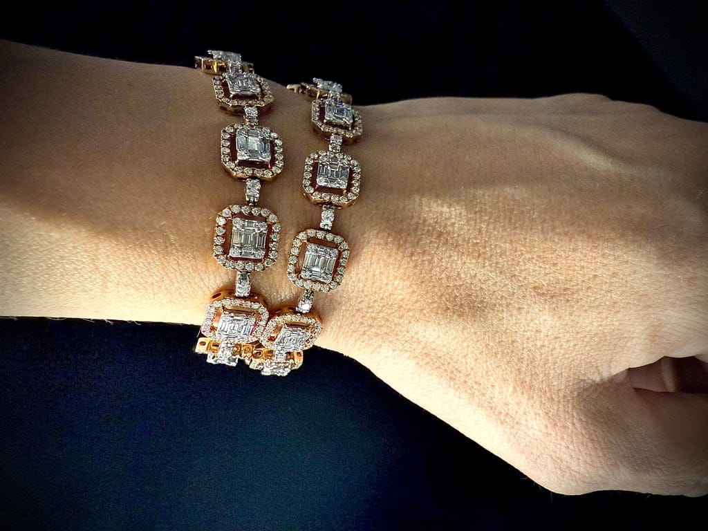 Collier à mailles octogonales en or jaune 18 carats et diamants – Image 2