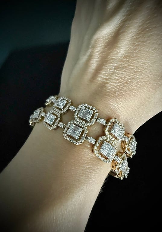 Collier à mailles octogonales en or jaune 18 carats et diamants – Image 5