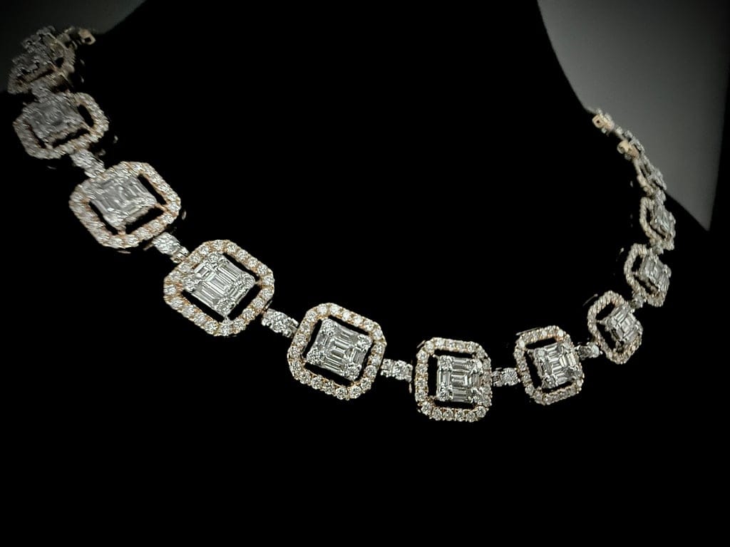 Collier à mailles octogonales en or jaune 18 carats et diamants – Image 6