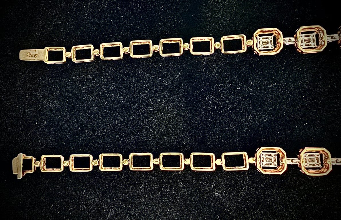 Collier à mailles octogonales en or jaune 18 carats et diamants – Image 8