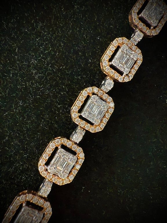 Collier à mailles octogonales en or jaune 18 carats et diamants – Image 7