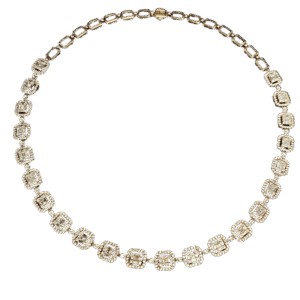Collier à mailles octogonales en or jaune 18 carats et diamants