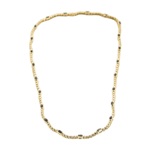 Collier articulé en or jaune 18k et saphirs, diamants