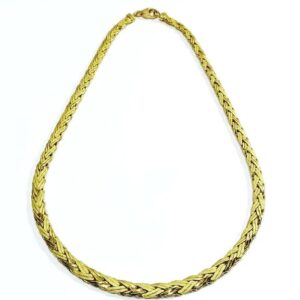 Collier en or jaune 18 carats à mailles lisses et sablées