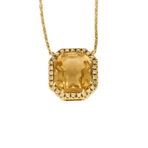 Collier en or jaune, citrine et petits diamants