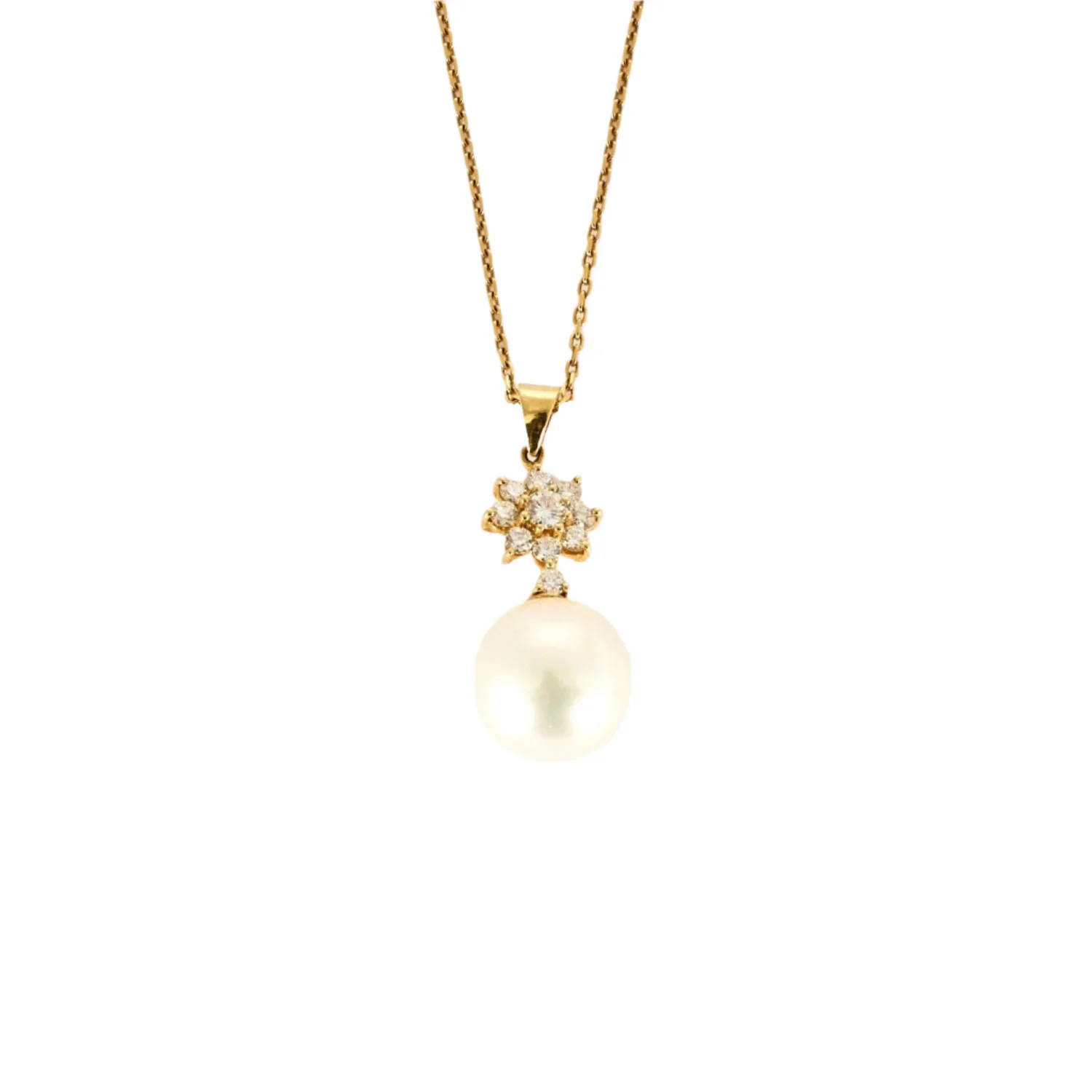Collier en or jaune diamants et perle de culture – Image 3