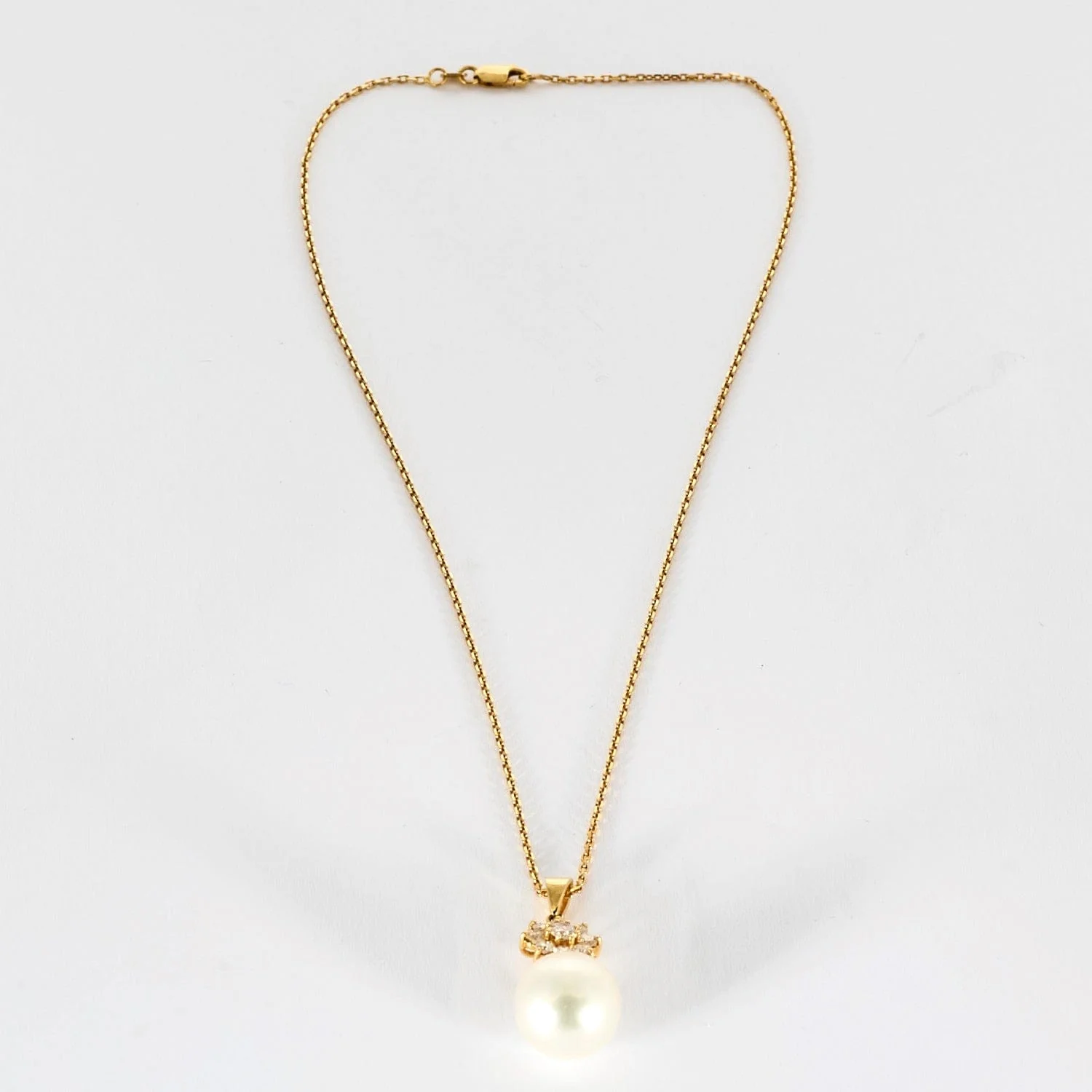 Collier en or jaune diamants et perle de culture – Image 7