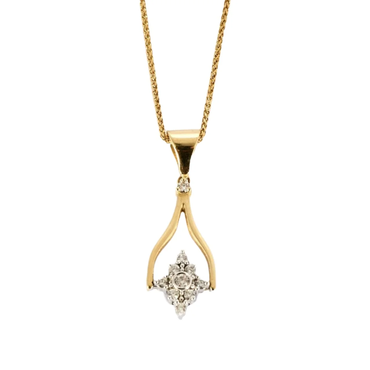 Collier en or jaune mobile avec saphirs et diamants