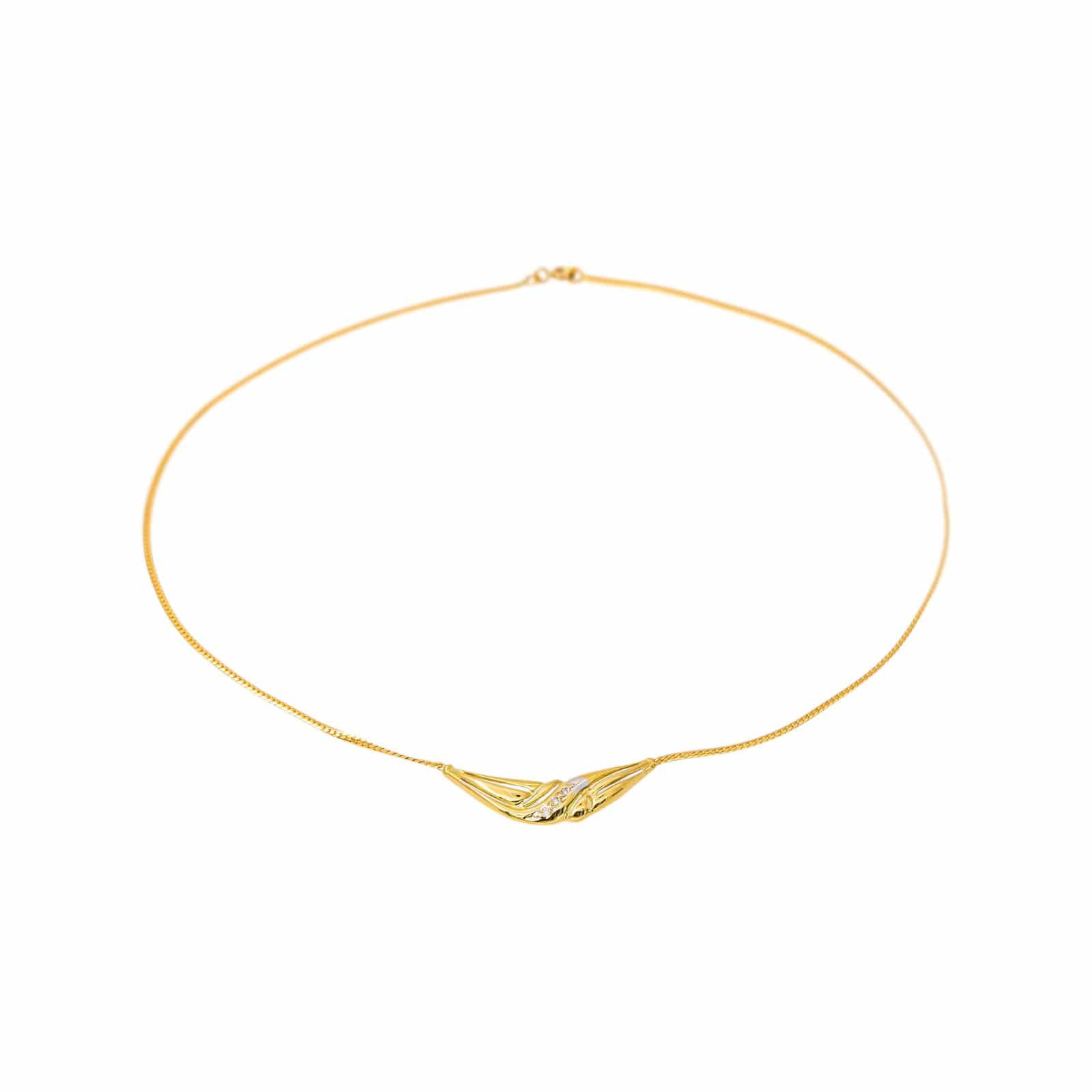 Collier maille anglaise en or jaune et diamants – Image 4