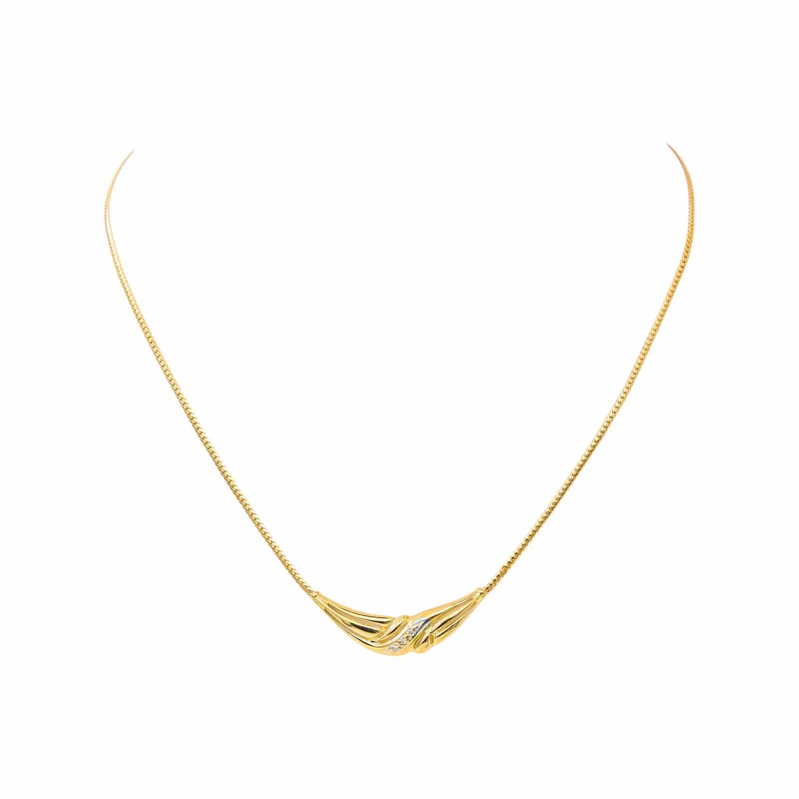 Collier maille anglaise en or jaune et diamants – Image 2