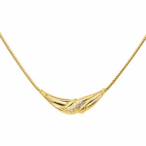 Collier maille anglaise en or jaune et diamants