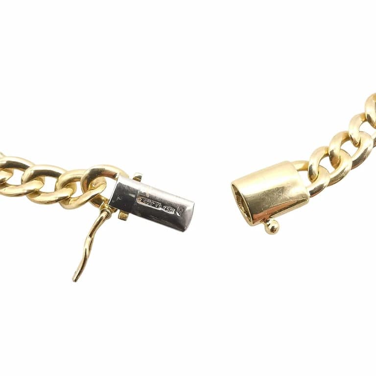 Collier maille gourmette en chute en or jaune 18 carats et diamants – Image 6