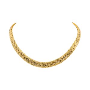 Collier maille haricot en or jaune et blanc 18 carats
