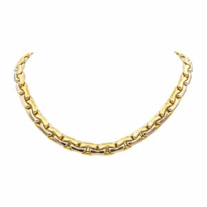 Collier maille haricot en or jaune et blanc 18 carats