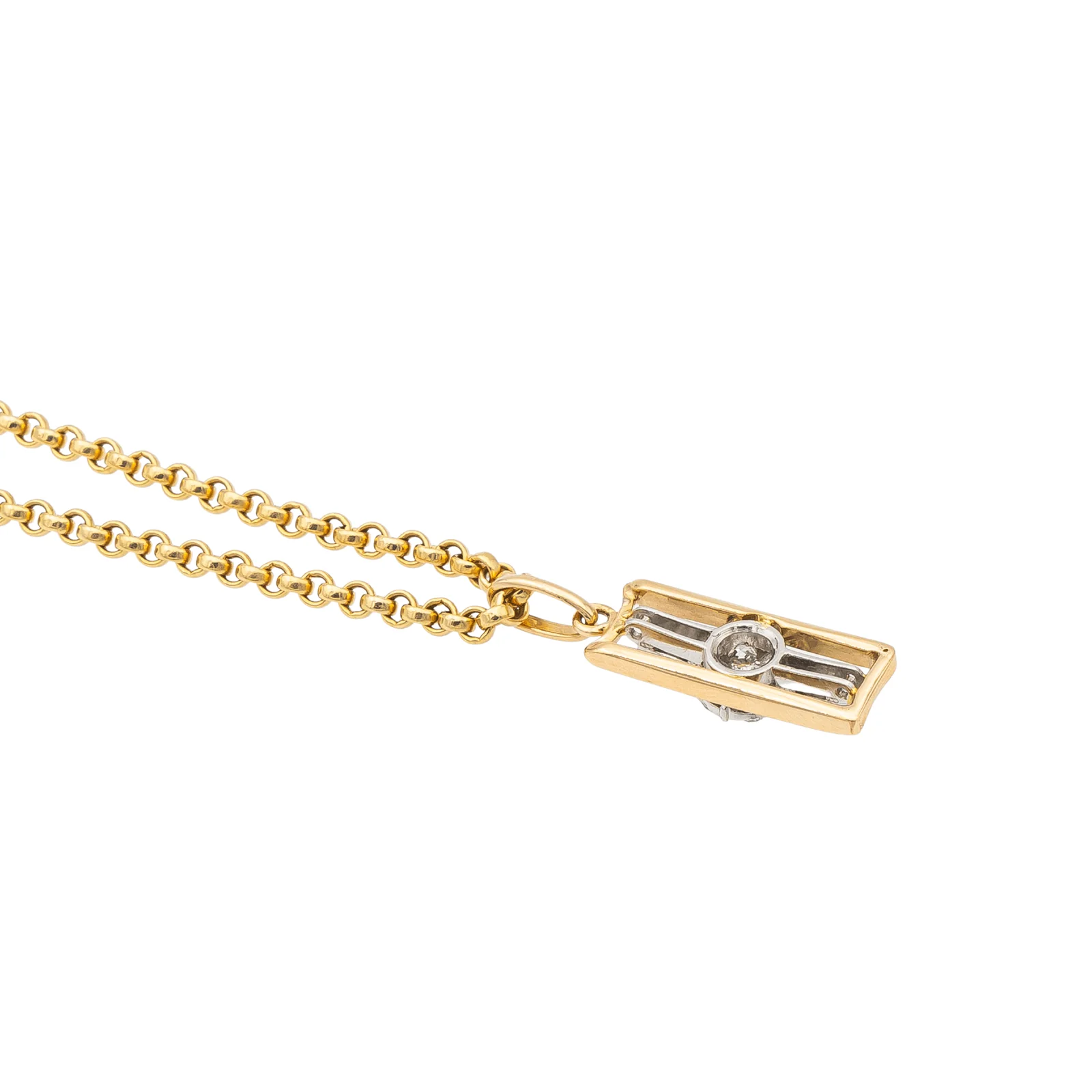 Collier - Chaîne maille jaseron et pendentif en or jaune et diamants – Image 6