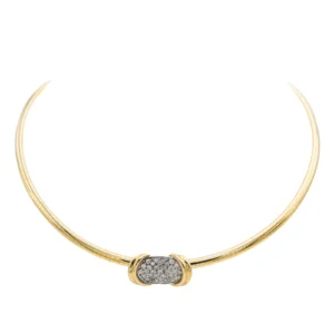 Collier maille oméga en or jaune et blanc 18 carats avec diamants