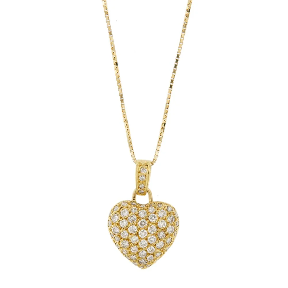 Collier maille vénitienne avec pendentif cœur en or jaune et diamants