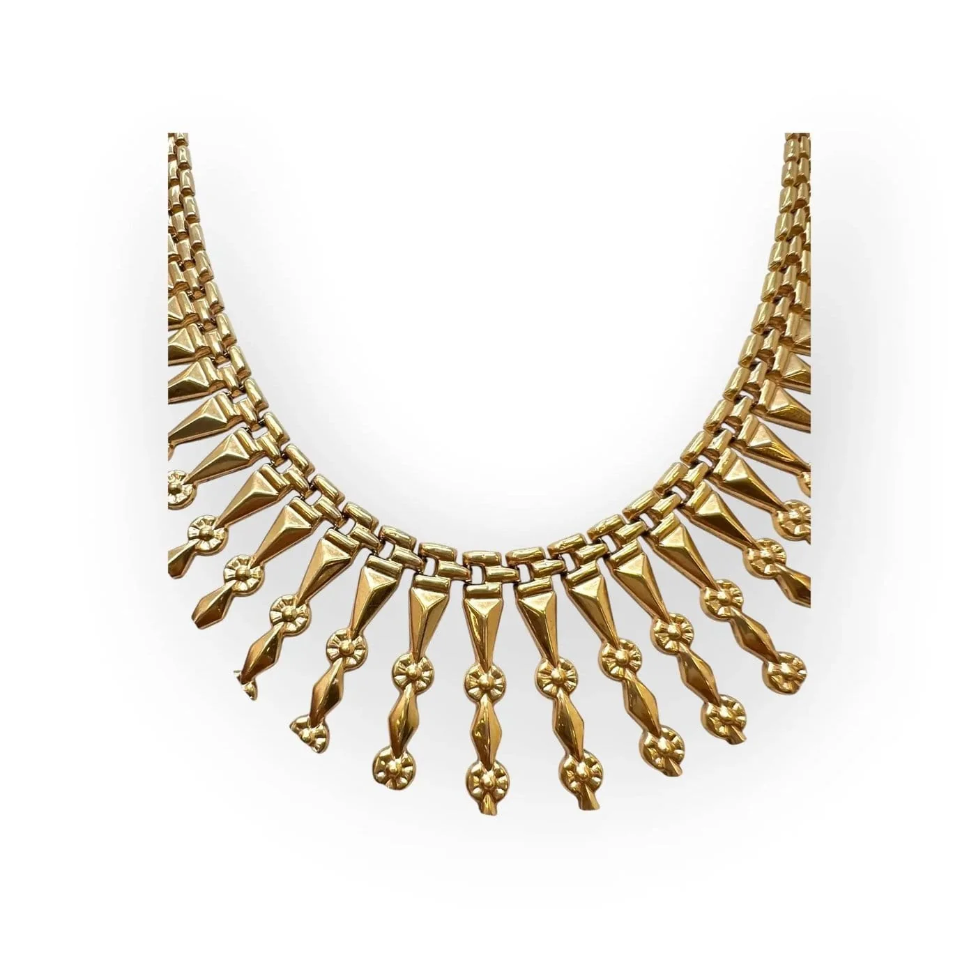 Collier plastron à pampilles en or jaune – Image 4