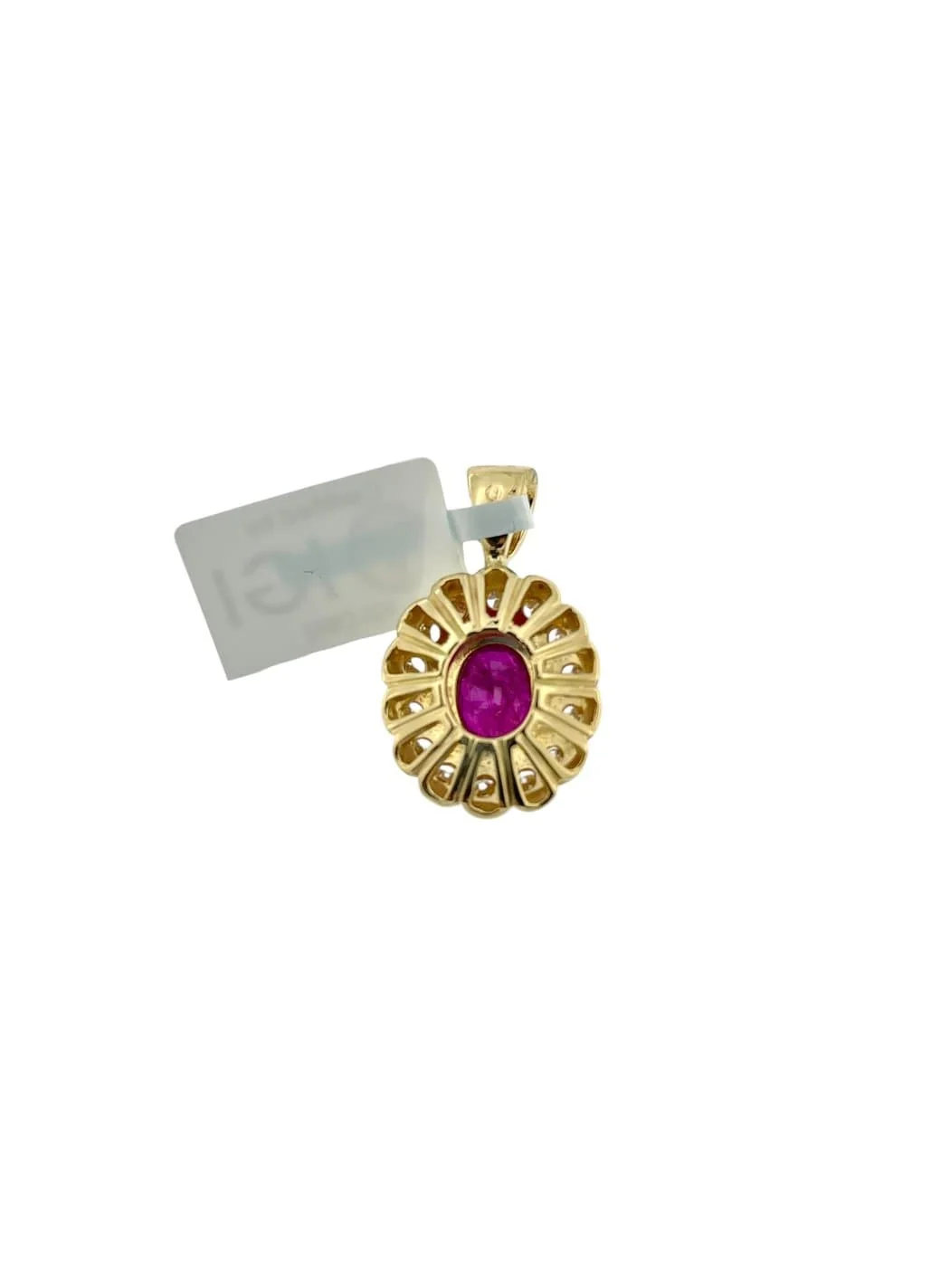 Pendentif en or jaune 18 carats avec rubis de Birmanie et diamants – Image 8