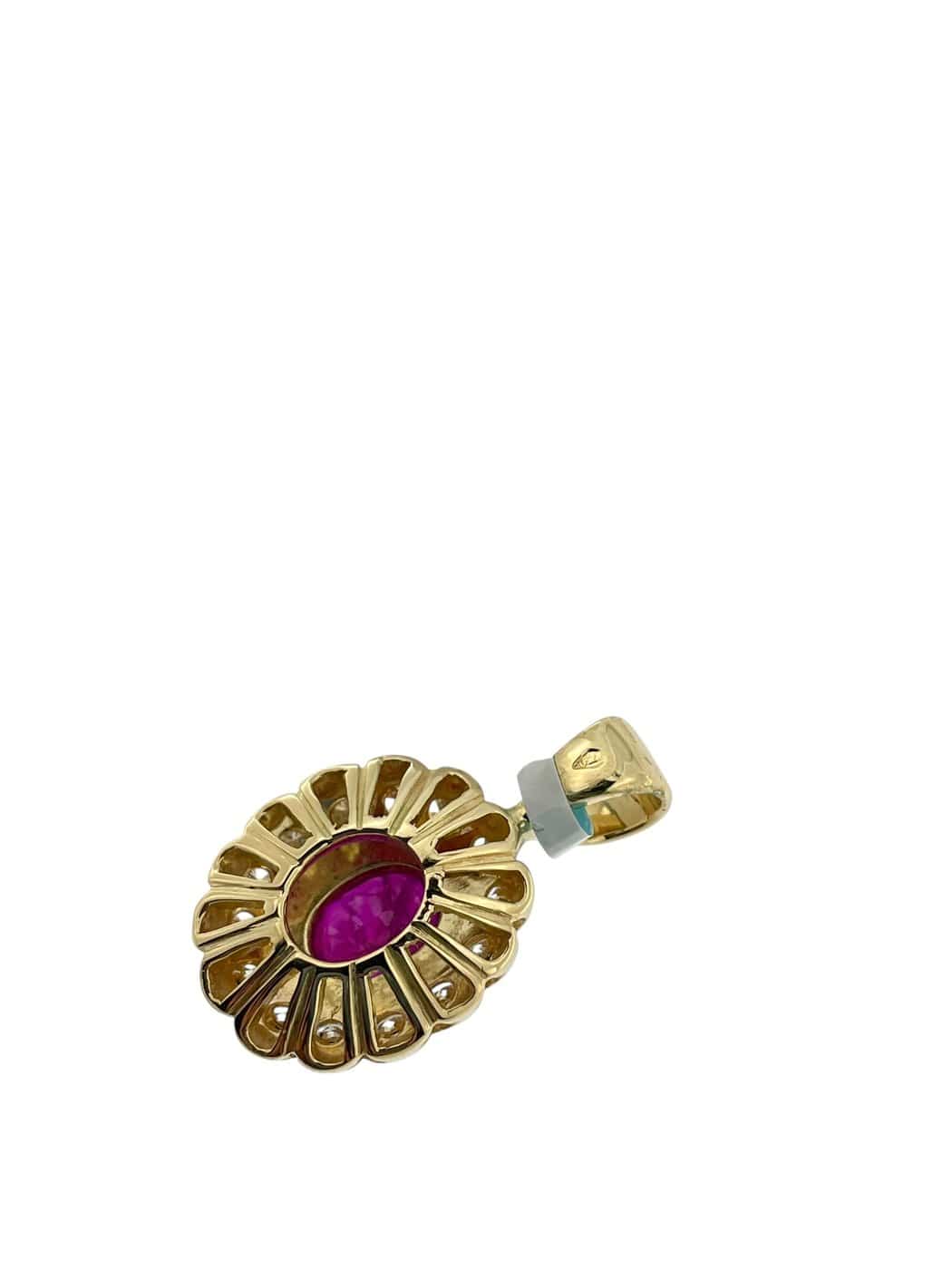 Pendentif en or jaune 18 carats avec rubis de Birmanie et diamants – Image 9