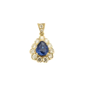 Pendentif en or jaune, saphir de 3,04 carats et diamants